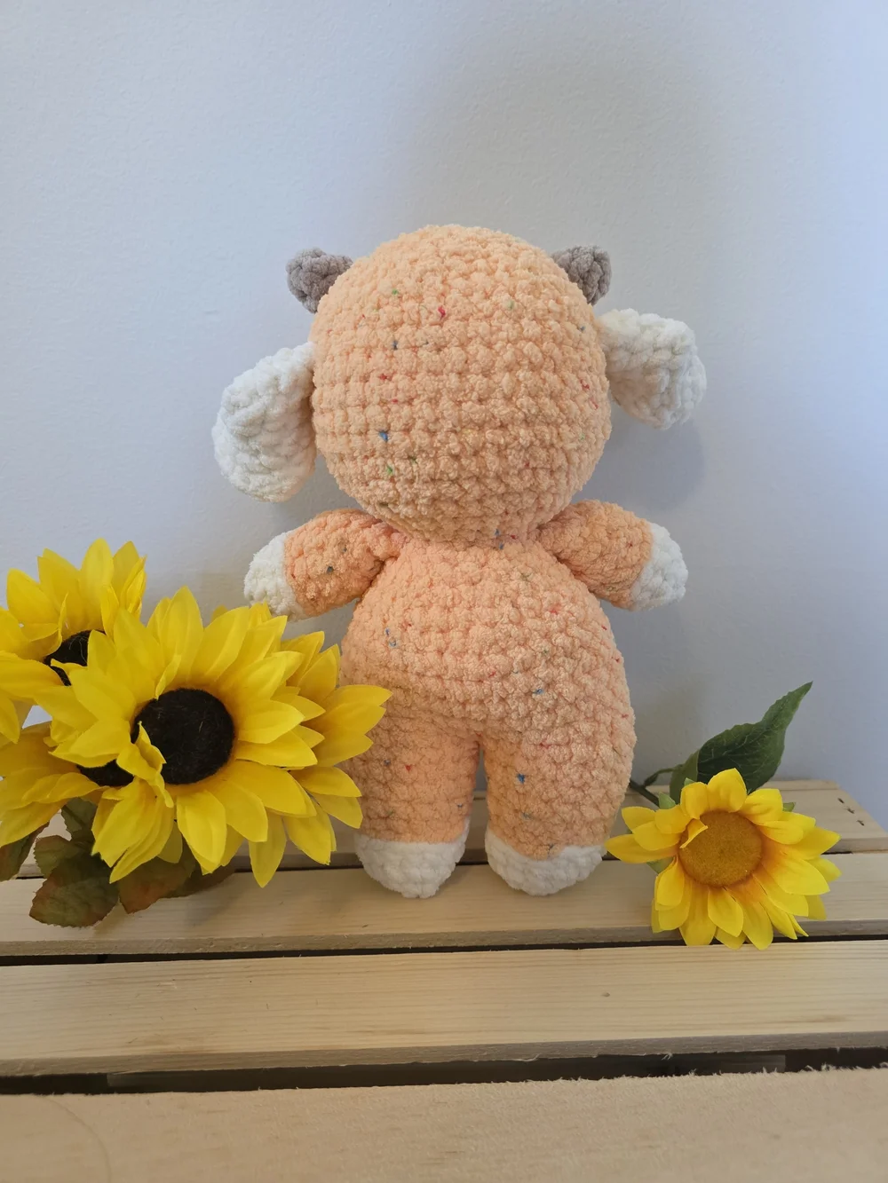 Handmade Crochet Orange Funfetti Cow Plush Toy